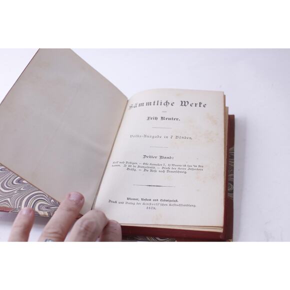 Sämmtliche Werke, Complete Works of Fritz Reuter, Volume 3, 1878, Antique German - Picture 5 of 5